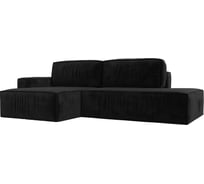 Угловой диван Лига диванов Прага модерн левый угол полностью Велюр Черный 116746L