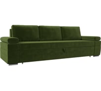 Прямой диван Лига диванов Канкун полностью микровельвет зеленый 118272