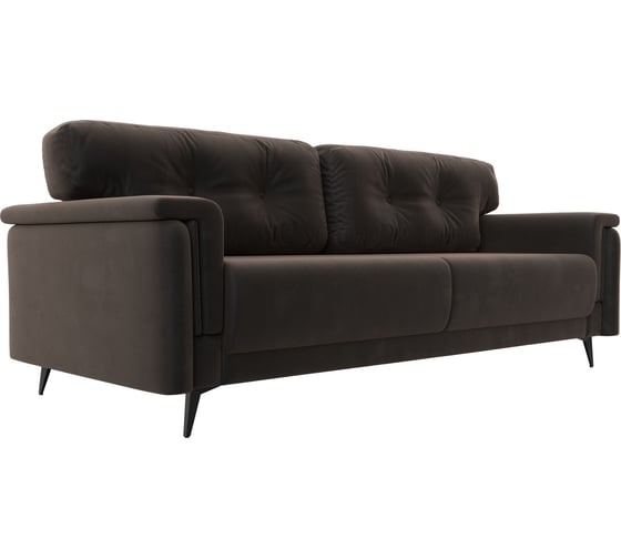 Прямой диван Лига диванов Оксфорд полностью велюр коричневый 116839 1