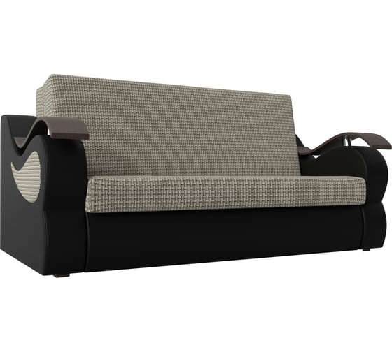 Прямой диван Лига диванов Меркурий 160 основа рогожка Корфу 02, компаньон экокожа черная 111411 1