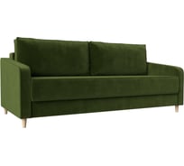 Прямой диван Лига диванов Варшава полностью микровельвет зеленый 116960