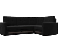 Угловой диван Лига диванов Белла правый полностью микровельвет черный 117645