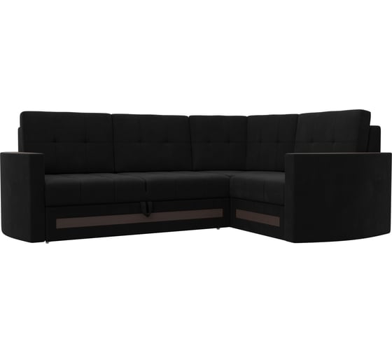 Угловой диван Лига диванов Белла правый полностью микровельвет черный 117645 1