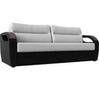 Прямой диван Лига диванов Форсайт основа экокожа белая, компаньон экокожа черная 111707