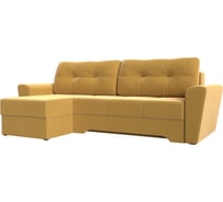 Угловой диван Лига диванов Амстердам левый полностью микровельвет желтый 117808L