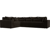 Угловой диван Лига диванов Майами Long левый полностью микровельвет коричневый, подушки микровельвет КОР/кор/кор 114855L