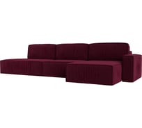 Угловой диван Лига диванов Прага модерн лонг правый угол полностью микровельвет бордовый 116592