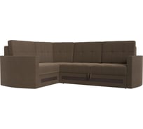 Угловой диван Лига диванов Белла левый полностью рогожка коричневая 117653L