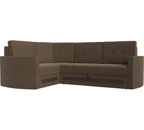 Угловой диван Лига диванов Белла левый полностью рогожка коричневая 117653L 1