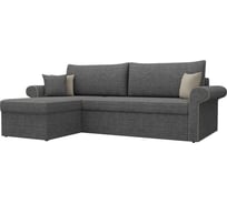 Угловой диван Лига диванов Милфорд угол левый полностью рогожка серая, кант рогожка бежевая, подушки рогожка СЕР/беж/сер 29056L