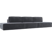 Прямой диван Лига диванов Прага лофт лонг полностью велюр серый 116665