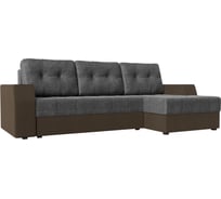 Угловой диван Лига диванов Эмир БС правый основа рогожка серая, компаньон рогожка коричневая 110407