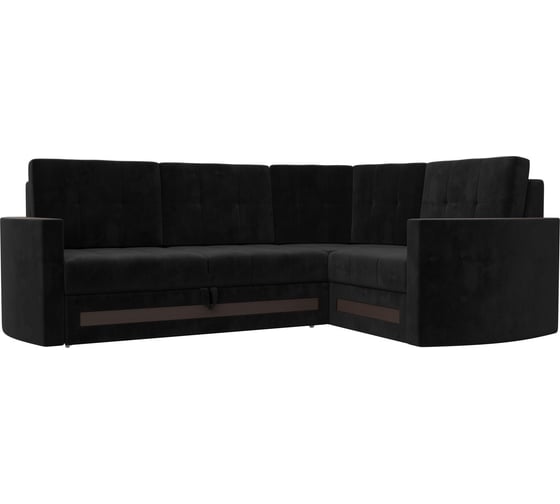 Угловой диван Лига диванов Белла правый полностью велюр черный 117623 1