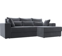 Угловой диван Лига диванов Майами правый основа велюр серый, подушки велюр СЕР/сер/сер 114920