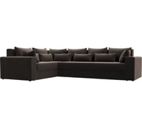 Угловой диван Лига диванов Майами Long левый полностью велюр коричневый, подушки велюр КОР/кор/кор 114865L