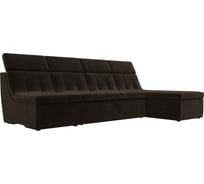 Угловой модульный диван Лига диванов Холидей Люкс полностью микровельвет коричневый 105565
