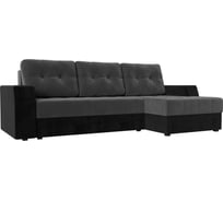 Угловой диван Лига диванов Эмир БС правый основа велюр серый, компаньон велюр черный 110451