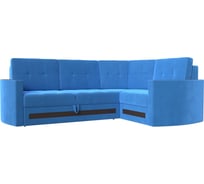 Угловой диван Лига диванов Белла правый полностью велюр голубой 117613