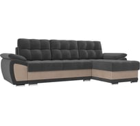 Угловой диван Лига диванов Нэстор правый основа велюр серый, вставка велюр бежевый 109802