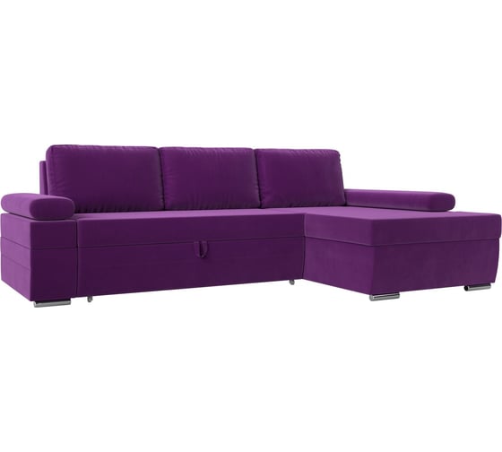 Угловой диван Лига диванов Канкун правый угол полностью микровельвет фиолетовый 118222 1