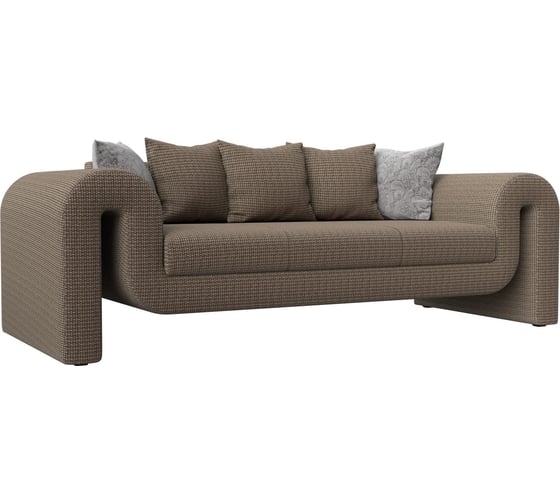 Прямой диван Лига диванов Волна полностью рогожка корфу 03, подушки 3 рогожка корфу 03, 2 велюр серый с узором 115636 1