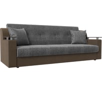 Прямой диван Лига диванов книжка Сенатор основа рогожка серая, компаньон рогожка коричневая 110134