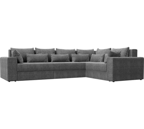 Угловой диван Лига диванов Майами Long правый полностью рогожка серая, подушки СЕР/сер/сер 114852 1