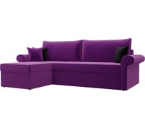 Угловой диван Лига диванов Милфорд угол левый полностью микровельвет фиолетовый, кант микровельвет черный, подушки микровельвет ФИО/фио/черн 29064L