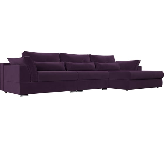 Угловой диван Лига диванов Пекин Long правый полностью велюр фиолетовый 115429 1