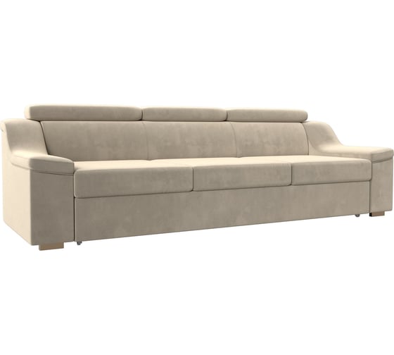 Прямой диван Лига диванов Линдос полностью микровельвет бежевый 118315 1