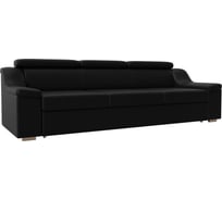 Прямой диван Лига диванов Линдос полностью экокожа черная 118332