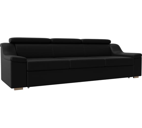 Прямой диван Лига диванов Линдос полностью экокожа черная 118332 1