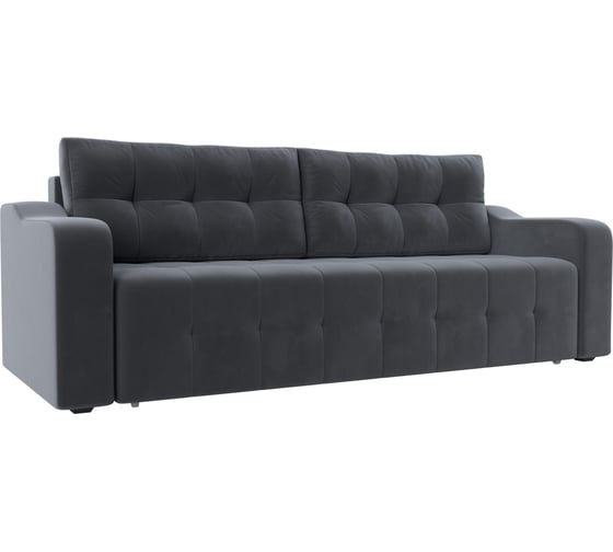 Прямой диван Лига диванов Лиссабон полностью велюр серый 117478 1