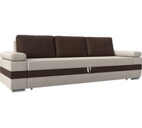 Прямой диван Лига диванов Канкун основа рогожка бежевая, вставка рогожка коричневая, подушки рогожка коричневая 118287