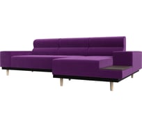 Угловой диван Лига диванов Леонарло правый угол полностью микровельвет фиолетовый 116931