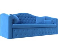 Прямой диван Лига диванов Мечта полностью велюр голубой 112851