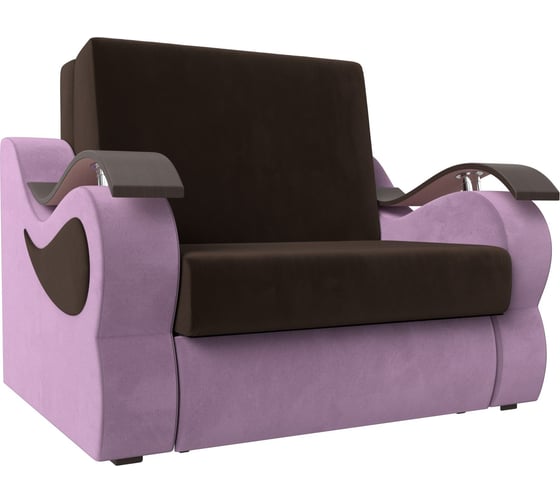 Прямой диван Лига диванов Меркурий 120 основа микровельвет коричневый, компаньон микровельвет сиреневый 111385 1