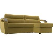 Угловой диван Лига диванов Форсайт правый полностью микровельвет желтый 111581