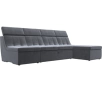 Угловой модульный диван Лига диванов Холидей Люкс полностью велюр серый 105557