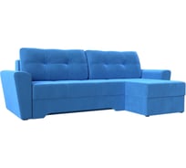 Угловой диван Лига диванов Амстердам правый полностью велюр голубой 117796