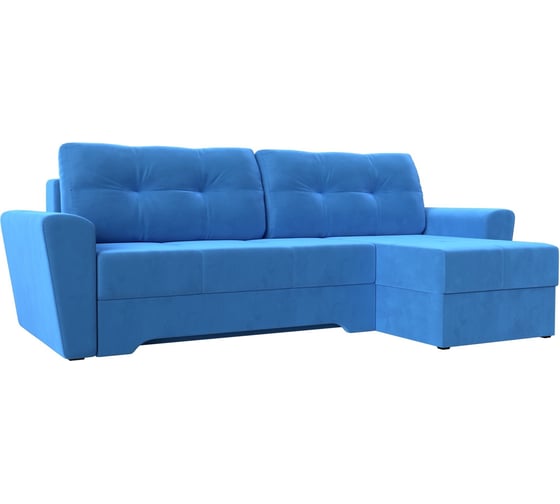 Угловой диван Лига диванов Амстердам правый полностью велюр голубой 117796 1