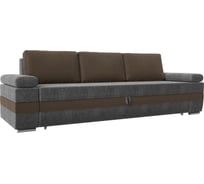 Прямой диван Лига диванов Канкун основа рогожка серая, вставка рогожка коричневая, подушки рогожка коричневая 118296