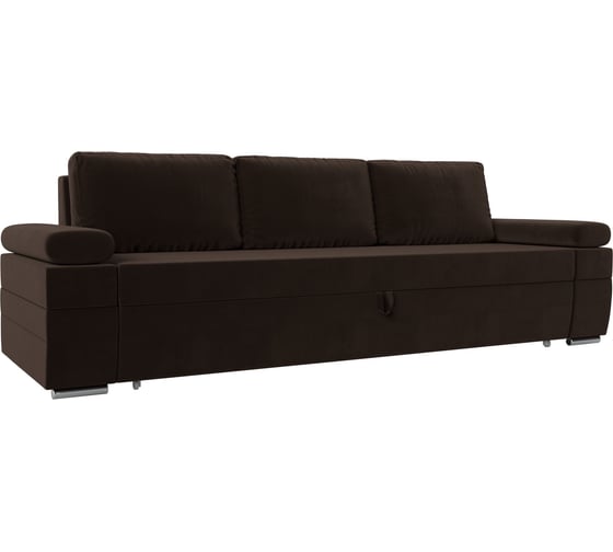 Прямой диван Лига диванов Канкун полностью микровельвет коричневый 118276 1