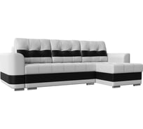 Угловой диван Лига диванов Честер правый основа экокожа белая, компаньон экокожа черная 110159