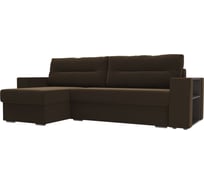 Угловой диван Лига диванов Эридан левый полностью микровельвет коричневый 102092L