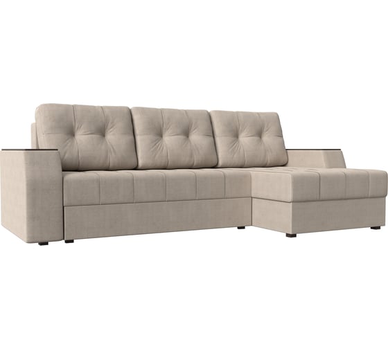 Угловой диван Лига диванов Эмир БС правый полностью рогожка бежевая 110396 1