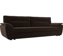 Прямой диван Лига диванов Нэстор Лайт полностью микровельвет коричневый 117596