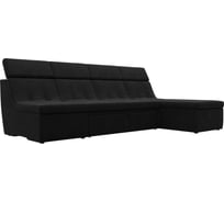 Угловой модульный диван Лига диванов Холидей Люкс полностью микровельвет черный 105568