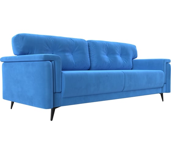 Прямой диван Лига диванов Оксфорд полностью велюр голубой 116837 1