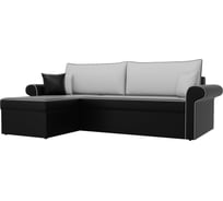 Угловой диван Лига диванов Милфорд угол левый полностью экокожа черная, кант экокожа белая, подушки экокожа БЕЛ/черн/бел 29073L